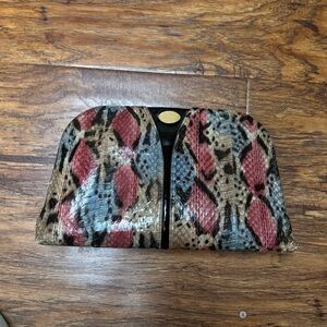 Tahari Multicolored Snake Print Vintage Leather Clutch Bag Y2K Handbag One Size